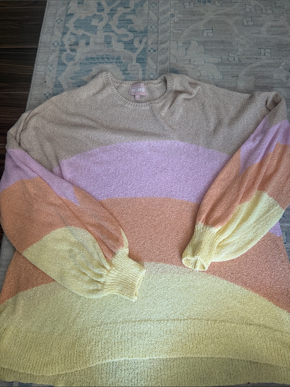 Show Me Your MuMu Pastel Block Crewneck Sweater - Pink, Peach, Cream, Tan